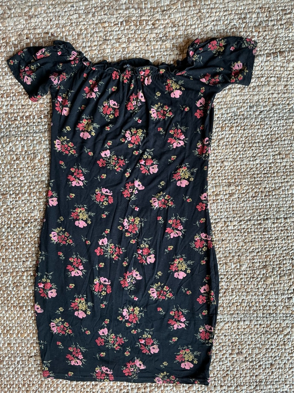 Nasty Gal Cute Feminine Off The Shoulder Floral Body Con Mini Dress Size 2